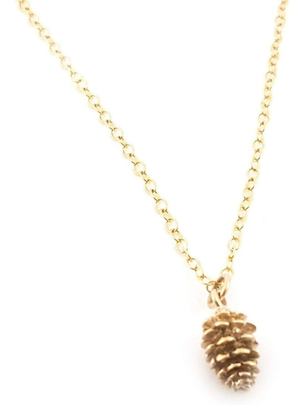 Delicate Pinecone Charm Necklace - 14k Gold Filled Chain - Nature-Inspired Gift
